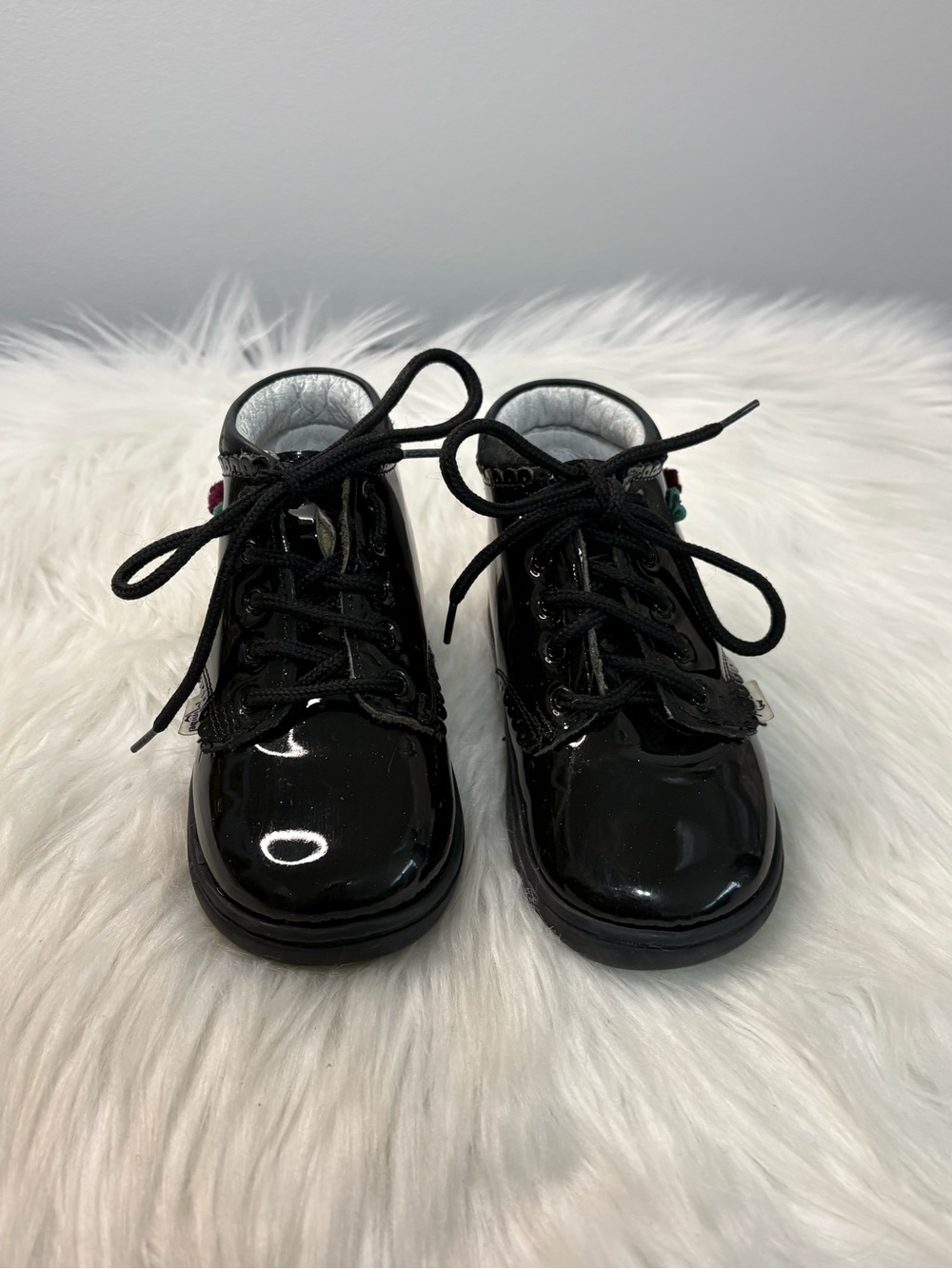 Classic Patent Black Lace-Up Baby Walker Shoes
